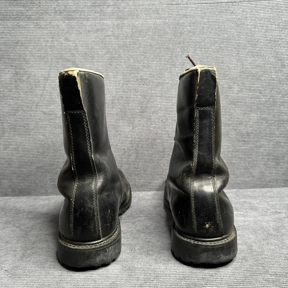 Vintage Echt Leder German Leather Combat Boots Black Military Lug Sole 9.5